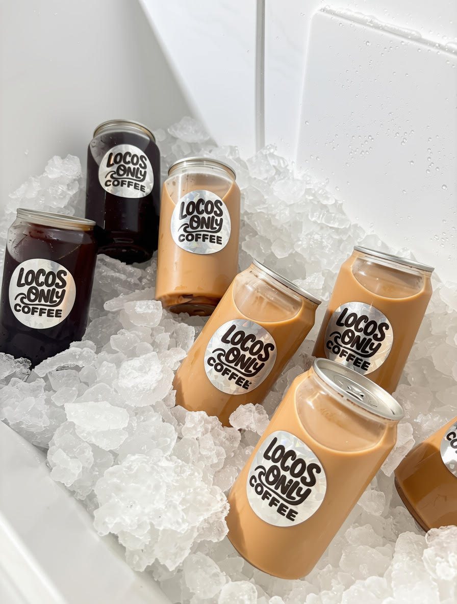 Locos Only cans of Vietnamese coffee and cold brew on ice